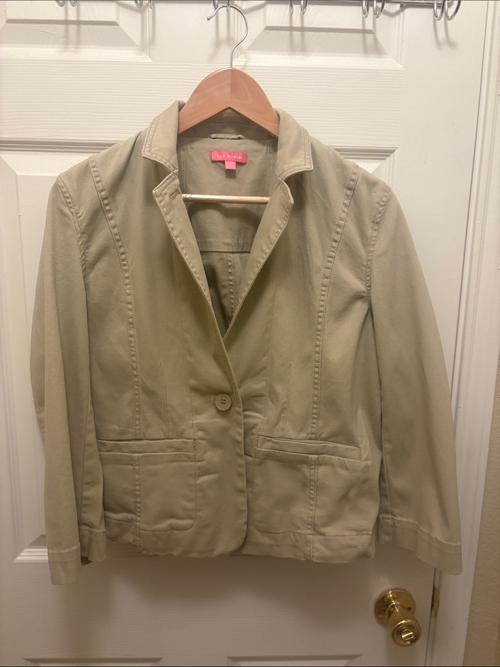Isaac Mizrahi Khaki Single-Button Blazer